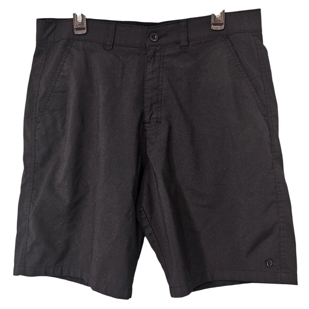 Hang Ten Mens Black Hybrid Walk Shorts Size 36 Textured Stretch Surf Casual